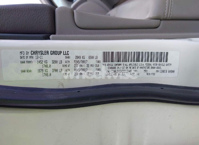 Photo 9 of 2012 Jeep Grand CHEROKEE LAREDO (VIN 1C4RJEAGXCC215448)