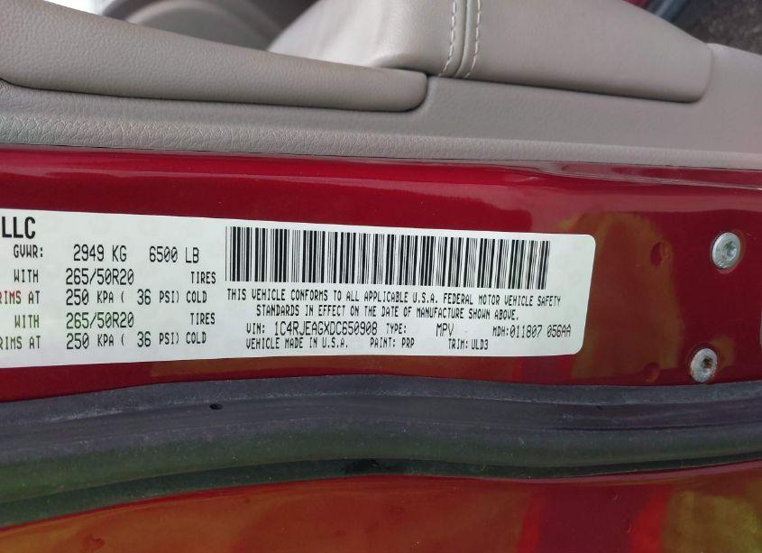 Photo 9 of 2013 Jeep Grand CHEROKEE LAREDO (VIN 1C4RJEAGXDC650908)