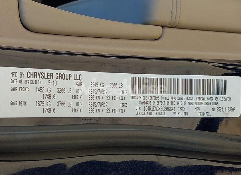 Photo 9 of 2014 Jeep Grand CHEROKEE LAREDO (VIN 1C4RJEAGXEC206641)