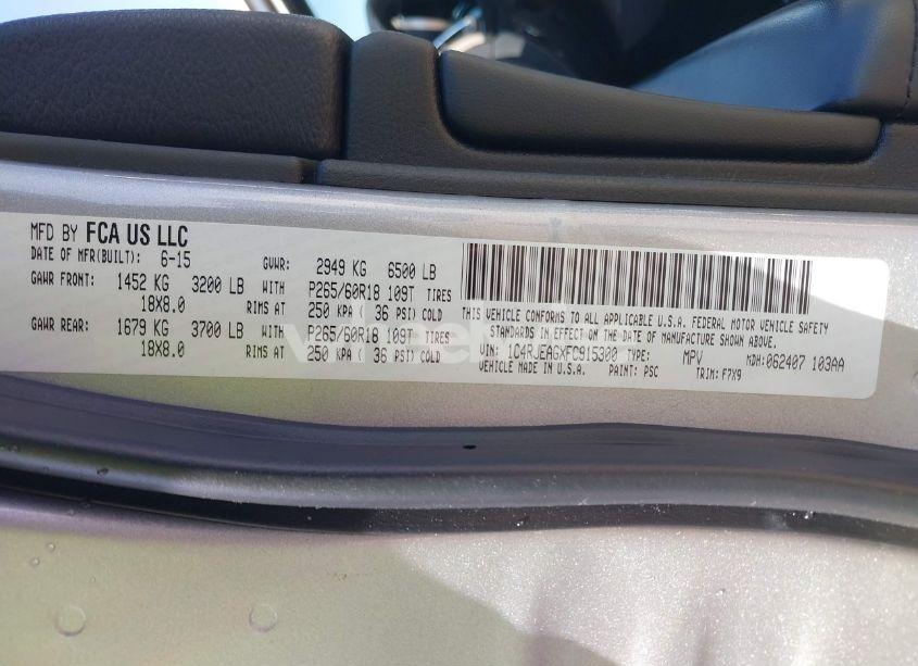 Photo 9 of 2015 Jeep Grand CHEROKEE LAREDO (VIN 1C4RJEAGXFC915300)