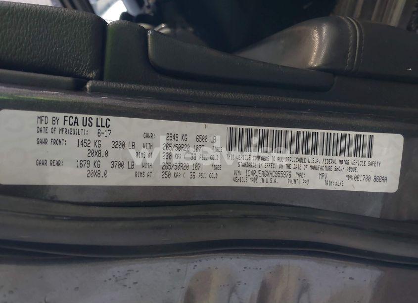 Photo 9 of 2017 Jeep Grand CHEROKEE ALTITUDE 4X2 (VIN 1C4RJEAGXHC955976)