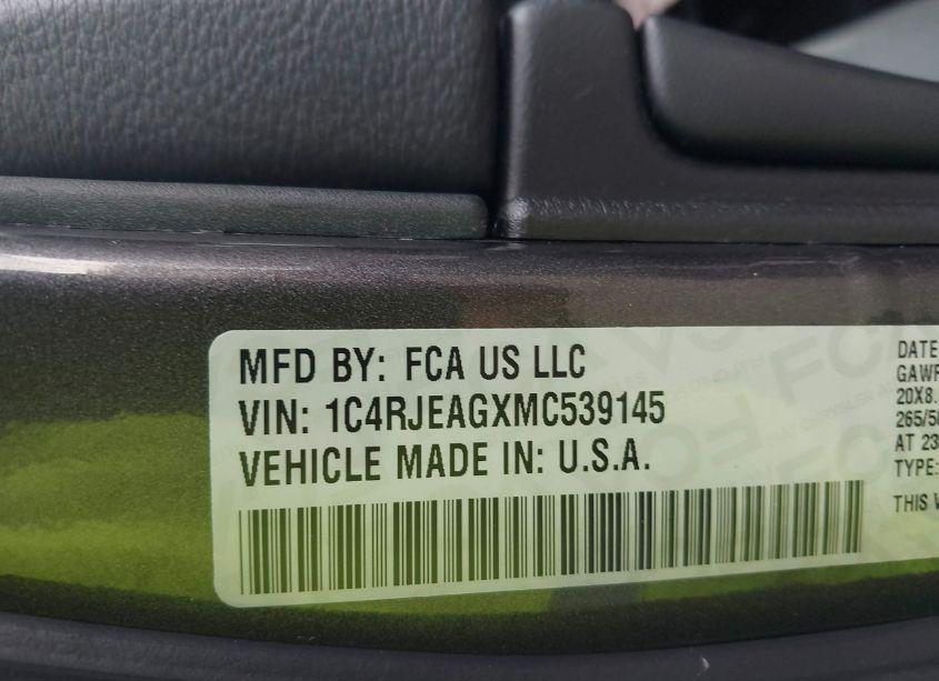 Photo 9 of 2021 Jeep Grand CHEROKEE LAREDO X 4X2 (VIN 1C4RJEAGXMC539145)