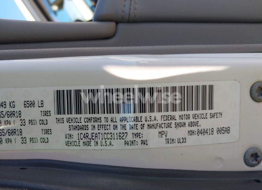 Photo 9 of 2012 Jeep Grand CHEROKEE LAREDO (VIN 1C4RJEAT1CC311627)