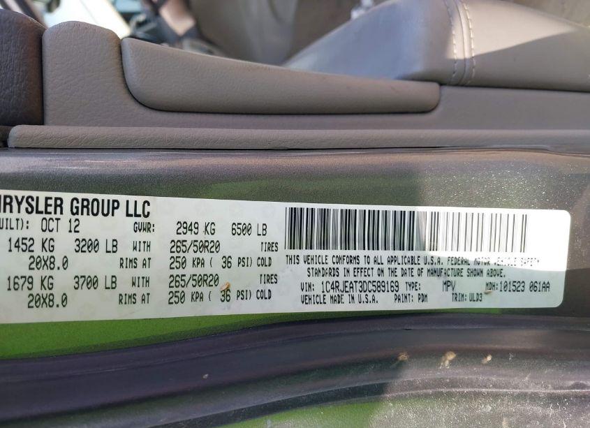 Photo 9 of 2013 Jeep Grand CHEROKEE LAREDO (VIN 1C4RJEAT3DC589169)