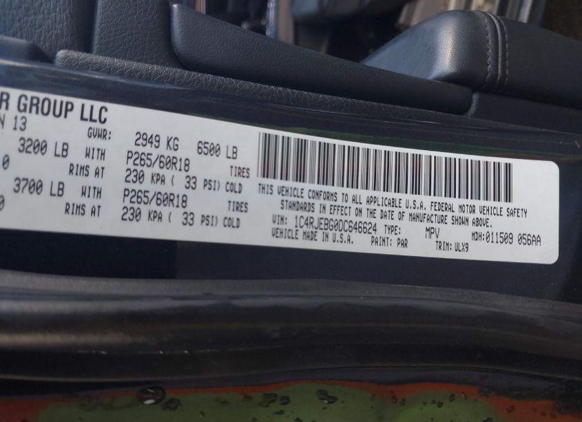 Photo 9 of 2013 Jeep Grand CHEROKEE LIMITED (VIN 1C4RJEBG0DC646624)