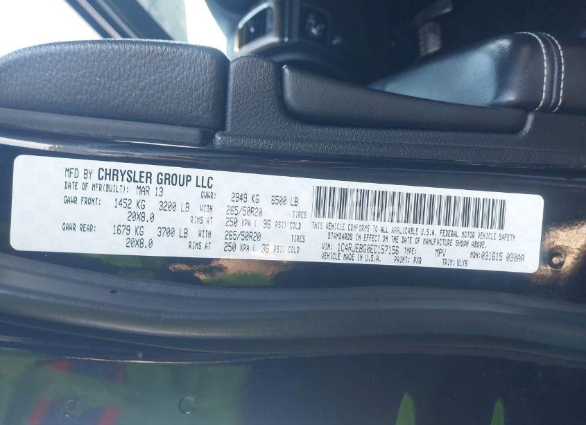 Photo 9 of 2014 Jeep Grand CHEROKEE LIMITED (VIN 1C4RJEBG0EC157156)