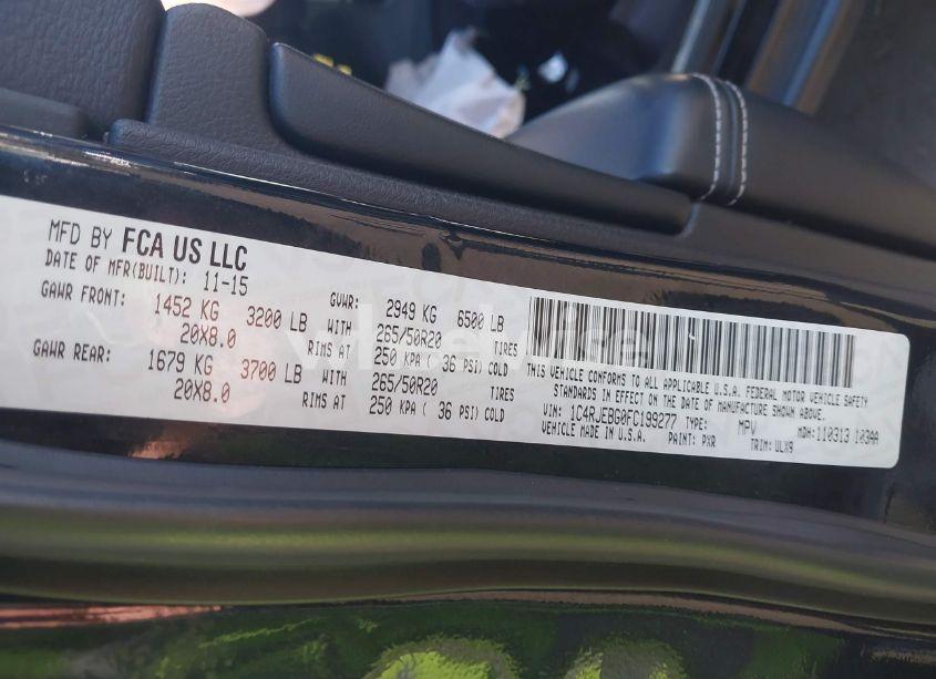 Photo 9 of 2015 Jeep Grand CHEROKEE LIMITED (VIN 1C4RJEBG0FC199277)