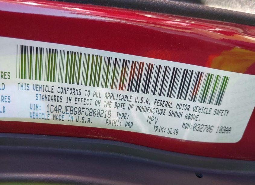 Photo 9 of 2015 Jeep Grand CHEROKEE LIMITED (VIN 1C4RJEBG0FC800218)