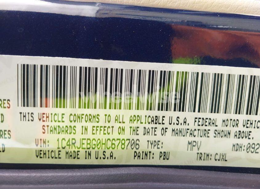 Photo 9 of 2017 Jeep Grand CHEROKEE LIMITED 4X2 (VIN 1C4RJEBG0HC678706)