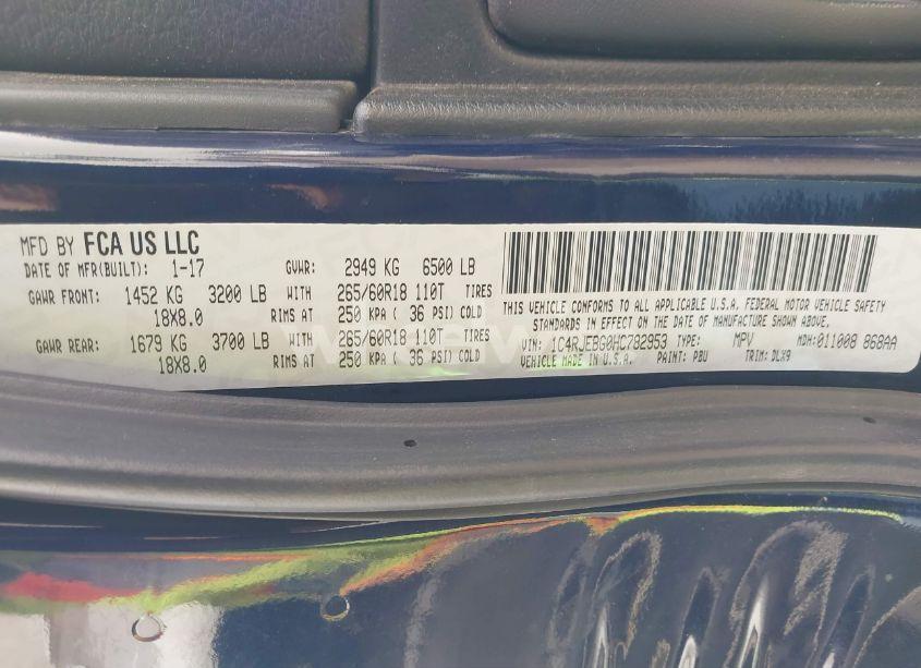 Photo 9 of 2017 Jeep Grand CHEROKEE LIMITED 4X2 (VIN 1C4RJEBG0HC782953)