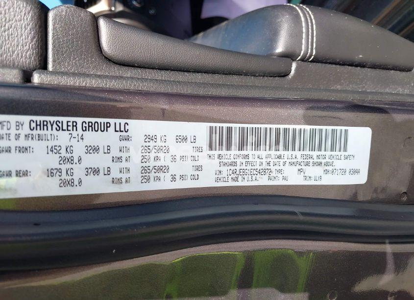 Photo 9 of 2014 Jeep Grand CHEROKEE LIMITED (VIN 1C4RJEBG1EC542872)