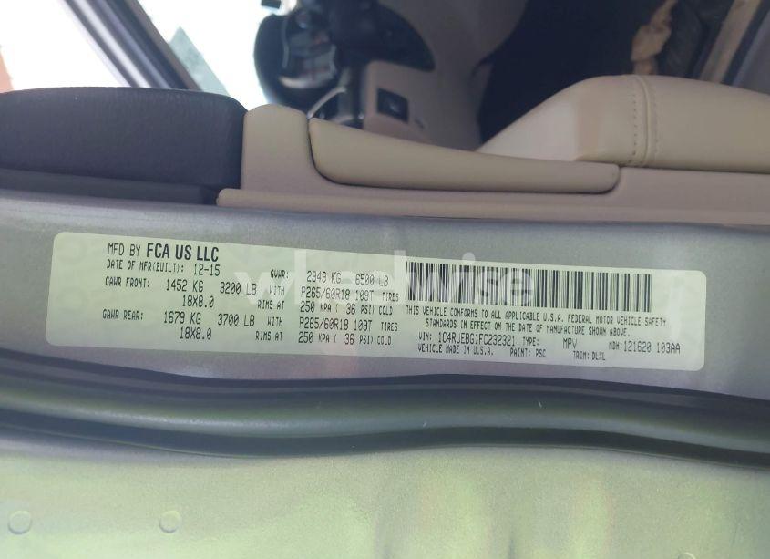 Photo 9 of 2015 Jeep Grand CHEROKEE LIMITED (VIN 1C4RJEBG1FC232321)