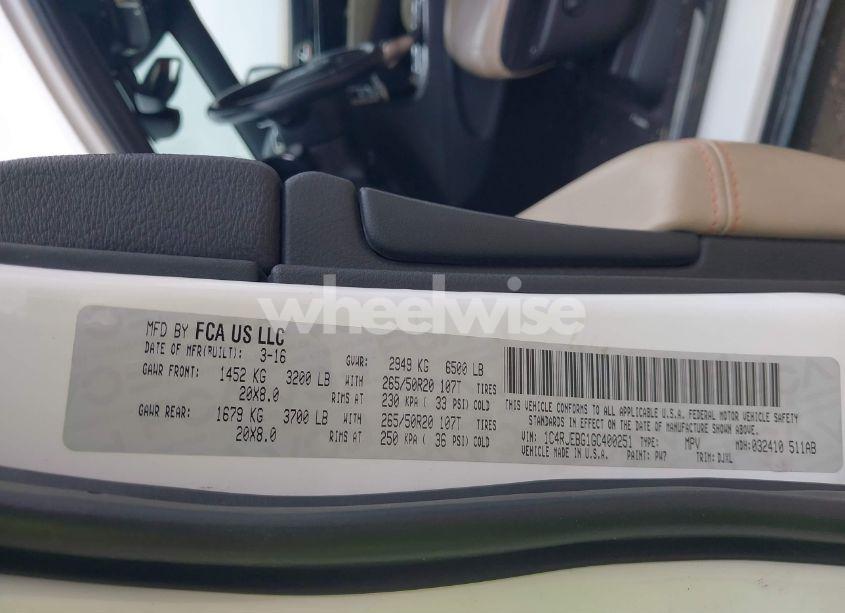 Photo 9 of 2016 Jeep Grand CHEROKEE LIMITED 75TH ANNIVERSARY (VIN 1C4RJEBG1GC400251)