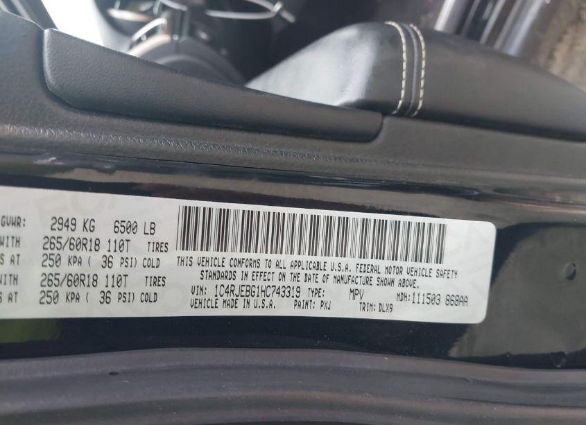 Photo 9 of 2017 Jeep Grand CHEROKEE LIMITED 4X2 (VIN 1C4RJEBG1HC743319)