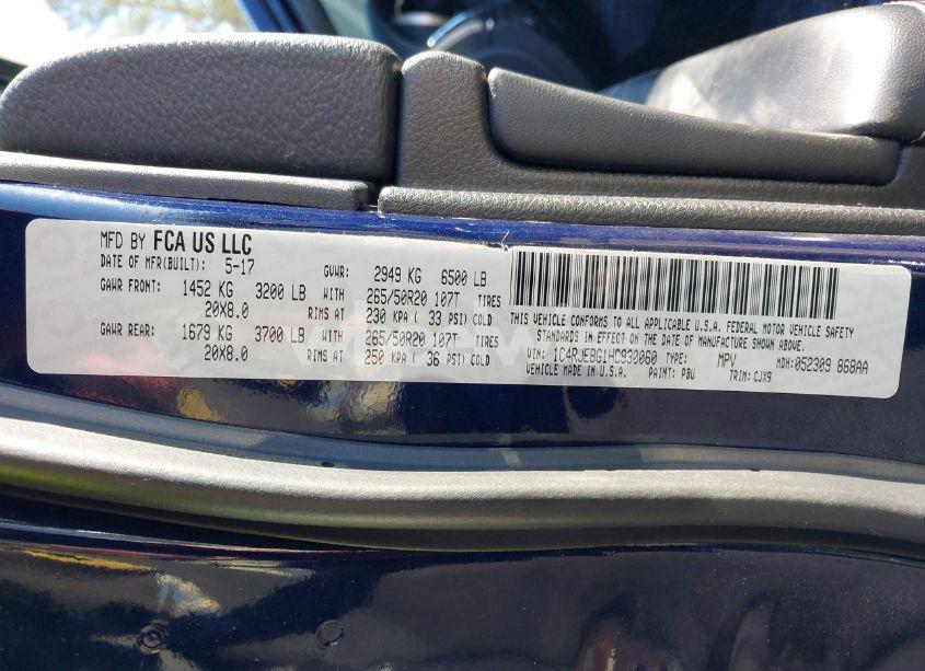 Photo 9 of 2017 Jeep Grand CHEROKEE LIMITED 4X2 (VIN 1C4RJEBG1HC930060)