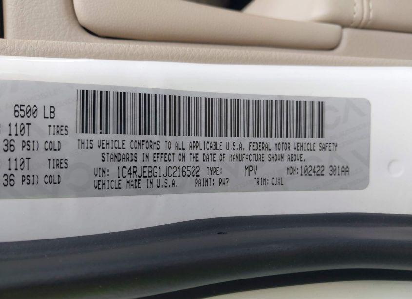 Photo 9 of 2018 Jeep Grand CHEROKEE LIMITED 4X2 (VIN 1C4RJEBG1JC216502)