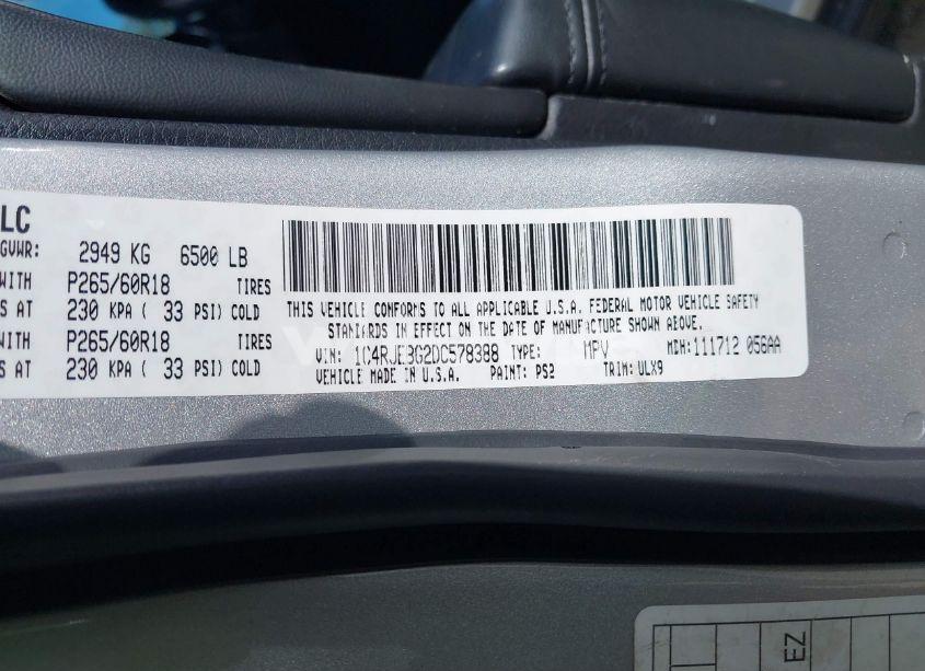 Photo 9 of 2013 Jeep Grand CHEROKEE LIMITED (VIN 1C4RJEBG2DC578388)