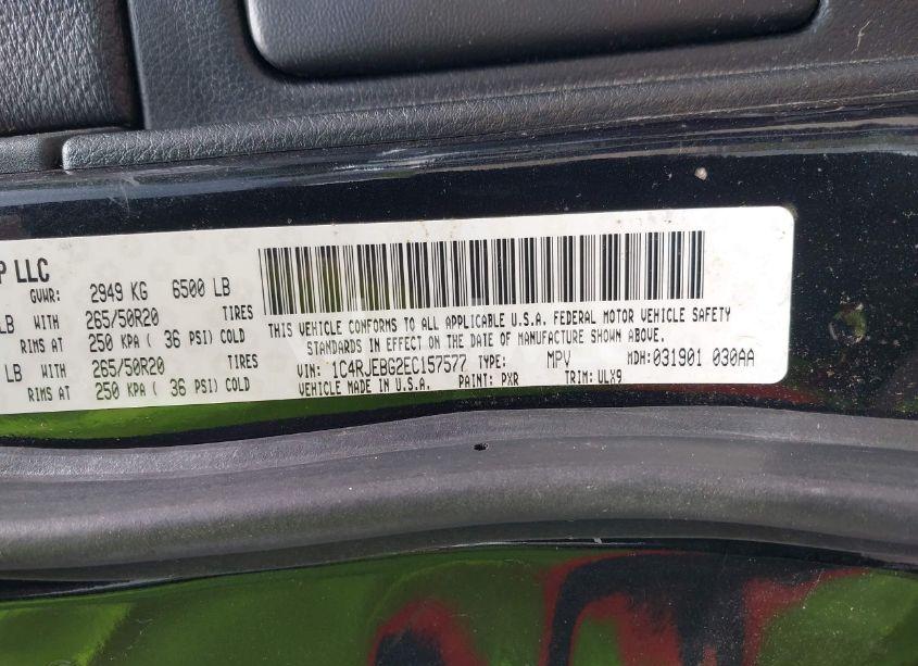 Photo 9 of 2014 Jeep Grand CHEROKEE LIMITED (VIN 1C4RJEBG2EC157577)