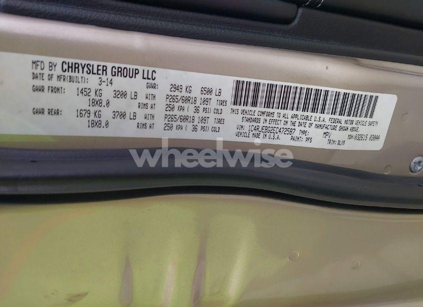 Photo 9 of 2014 Jeep Grand CHEROKEE LIMITED (VIN 1C4RJEBG2EC472587)