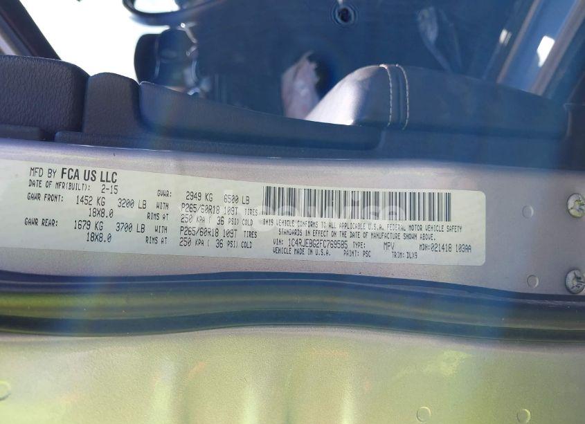 Photo 9 of 2015 Jeep Grand CHEROKEE LIMITED (VIN 1C4RJEBG2FC769585)