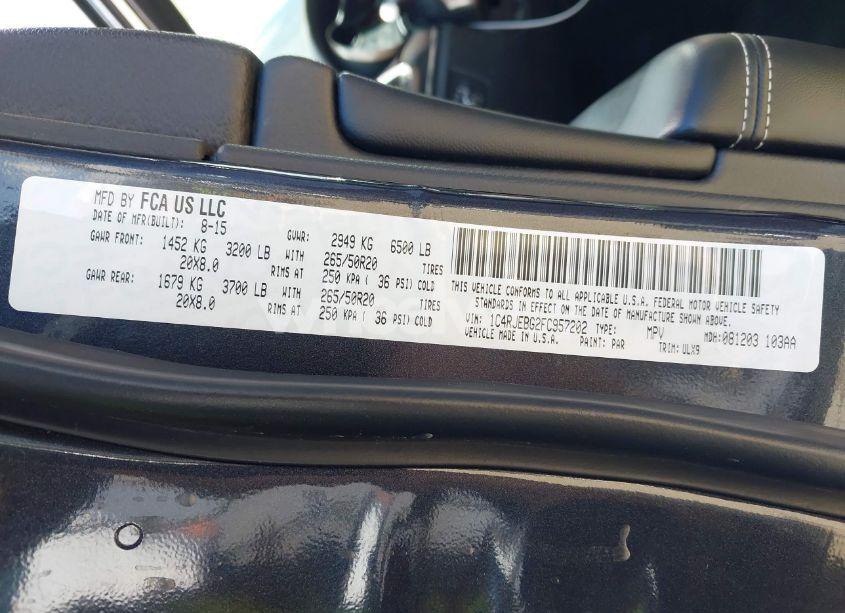 Photo 9 of 2015 Jeep Grand CHEROKEE LIMITED (VIN 1C4RJEBG2FC957202)