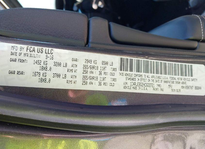 Photo 9 of 2017 Jeep Grand CHEROKEE LIMITED 4X2 (VIN 1C4RJEBG2HC622721)