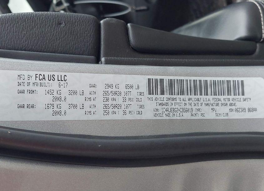 Photo 9 of 2017 Jeep Grand CHEROKEE LIMITED 4X2 (VIN 1C4RJEBG2HC956019)