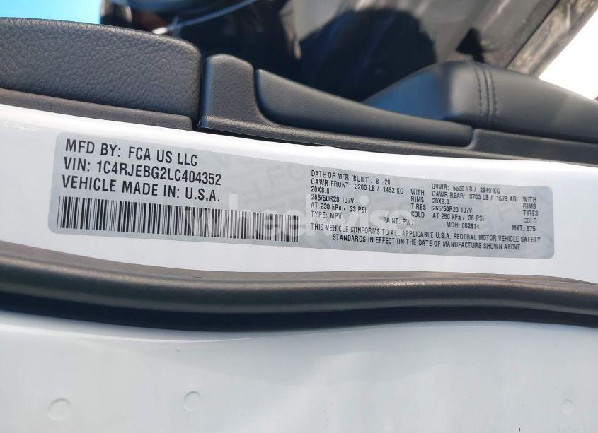 Photo 9 of 2020 Jeep Grand CHEROKEE LIMITED 4X2 (VIN 1C4RJEBG2LC404352)