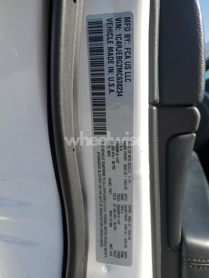 Photo 14 of 2021 JEEP GRAND CHEROKEE LIMITED (VIN 1C4RJEBG2MC638234)