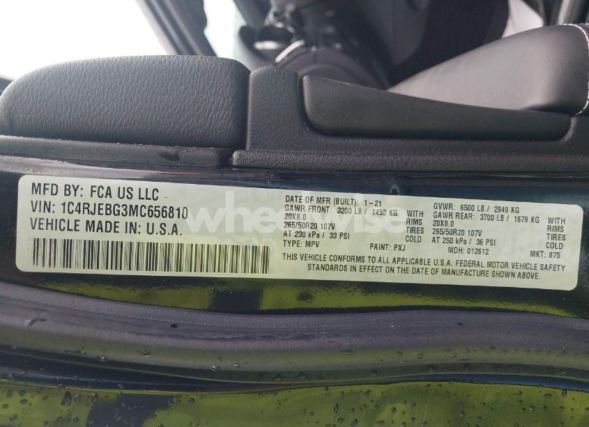 Photo 9 of 2021 Jeep Grand CHEROKEE 80TH ANNIVERSARY 4X2 (VIN 1C4RJEBG3MC656810)