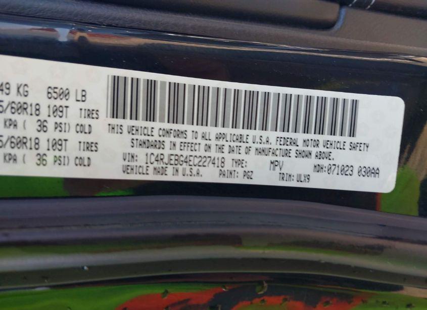 Photo 9 of 2014 Jeep Grand CHEROKEE LIMITED (VIN 1C4RJEBG4EC227418)