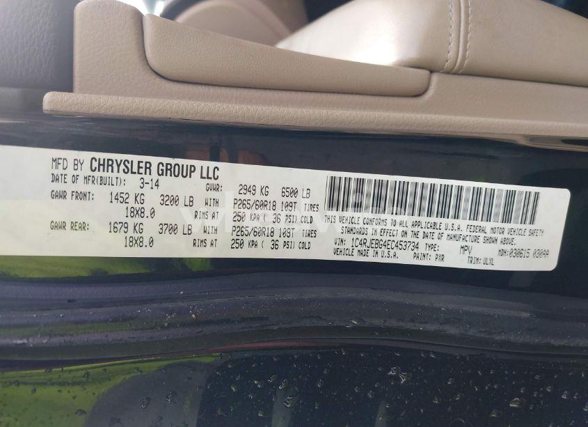 Photo 9 of 2014 Jeep Grand CHEROKEE LIMITED (VIN 1C4RJEBG4EC453734)