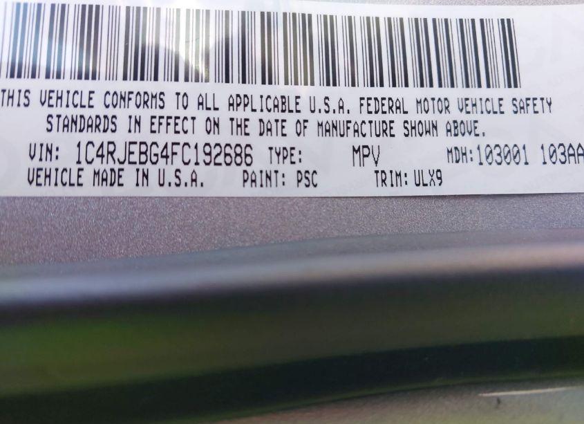 Photo 9 of 2015 Jeep Grand CHEROKEE LIMITED (VIN 1C4RJEBG4FC192686)