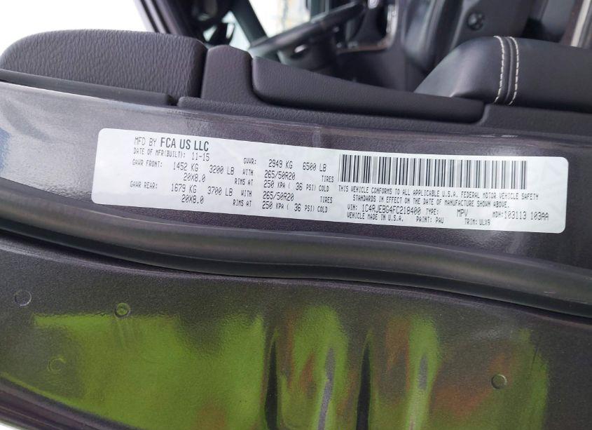 Photo 9 of 2015 Jeep Grand CHEROKEE LIMITED (VIN 1C4RJEBG4FC218400)