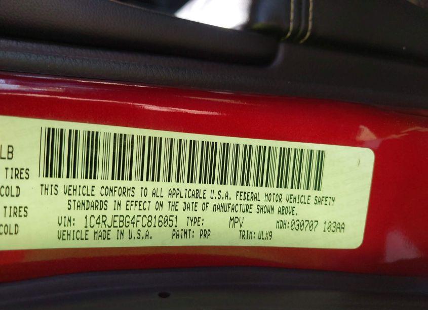 Photo 9 of 2015 Jeep Grand CHEROKEE LIMITED (VIN 1C4RJEBG4FC816051)