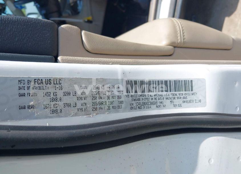 Photo 9 of 2016 Jeep Grand CHEROKEE LIMITED (VIN 1C4RJEBG4GC306509)