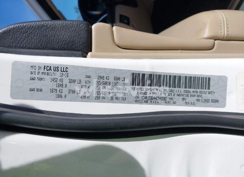 Photo 9 of 2017 Jeep Grand CHEROKEE LIMITED 4X2 (VIN 1C4RJEBG4HC745582)