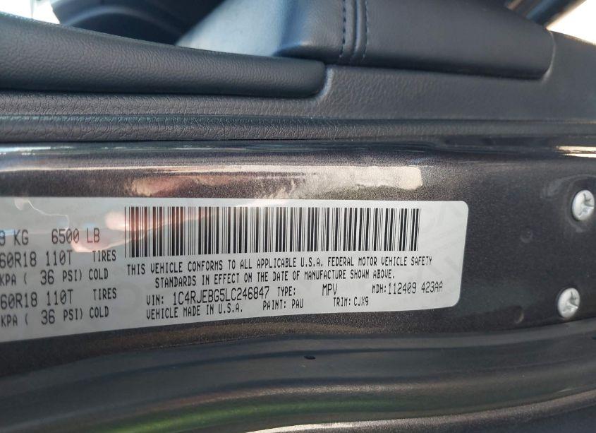 Photo 9 of 2020 Jeep Grand CHEROKEE LIMITED 4X2 (VIN 1C4RJEBG5LC246847)