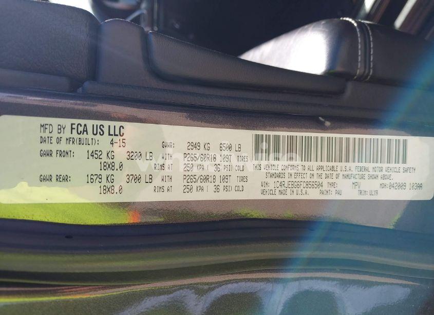 Photo 9 of 2015 Jeep Grand CHEROKEE LIMITED (VIN 1C4RJEBG6FC856504)