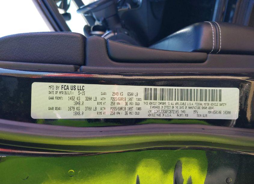 Photo 9 of 2015 Jeep Grand CHEROKEE LIMITED (VIN 1C4RJEBG6FC872105)