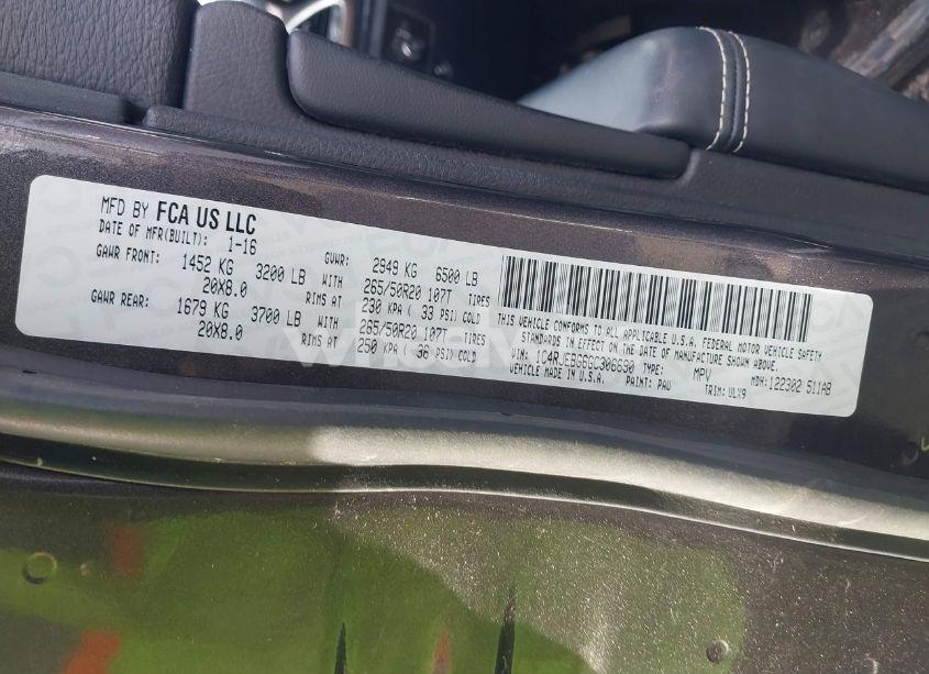 Photo 9 of 2016 Jeep Grand CHEROKEE LIMITED (VIN 1C4RJEBG6GC306690)