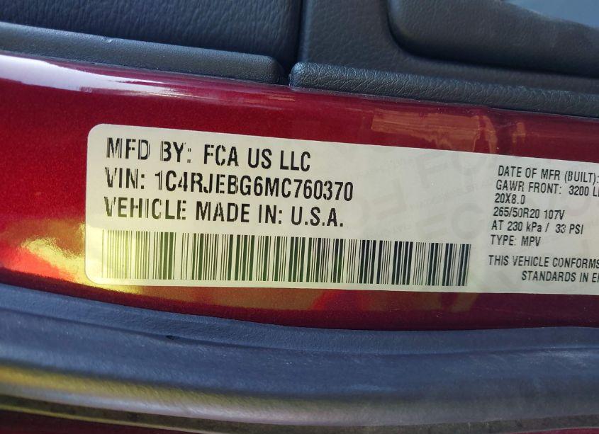 Photo 9 of 2021 Jeep Grand CHEROKEE LIMITED (VIN 1C4RJEBG6MC760370)