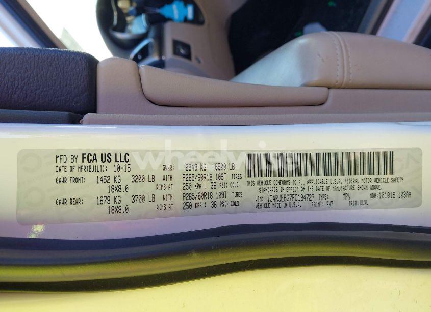 Photo 9 of 2015 Jeep Grand CHEROKEE LIMITED (VIN 1C4RJEBG7FC184727)