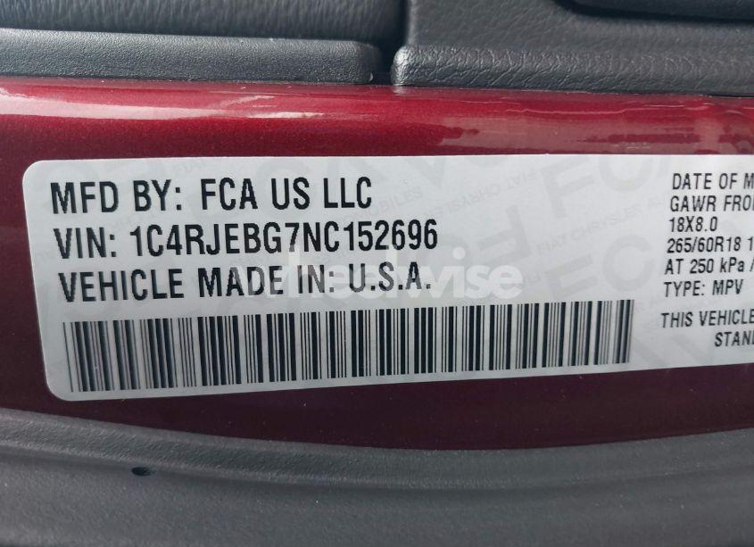 Photo 9 of 2022 Jeep Grand CHEROKEE WK LIMITED 4X2 (VIN 1C4RJEBG7NC152696)