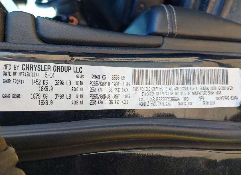 Photo 9 of 2014 Jeep Grand CHEROKEE LIMITED (VIN 1C4RJEBG8EC536664)