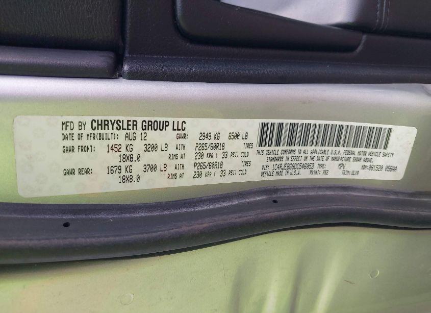 Photo 9 of 2013 Jeep Grand CHEROKEE LIMITED (VIN 1C4RJEBG9DC546053)