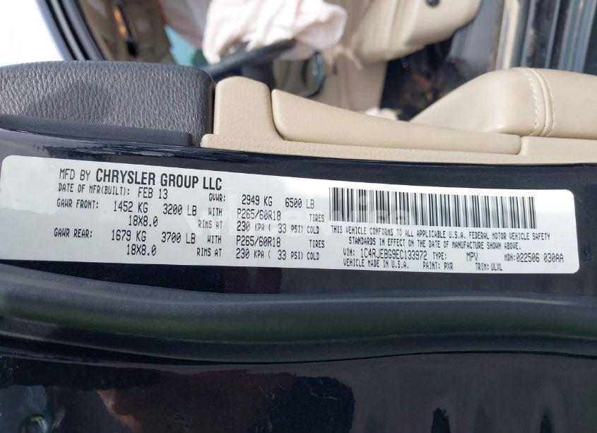 Photo 9 of 2014 Jeep Grand CHEROKEE LIMITED (VIN 1C4RJEBG9EC133972)