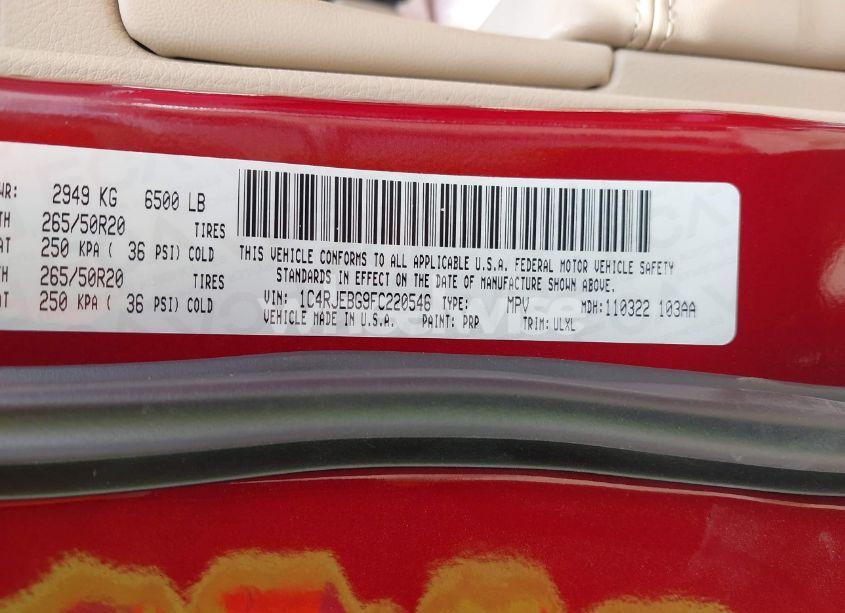 Photo 9 of 2015 Jeep Grand CHEROKEE LIMITED (VIN 1C4RJEBG9FC220546)