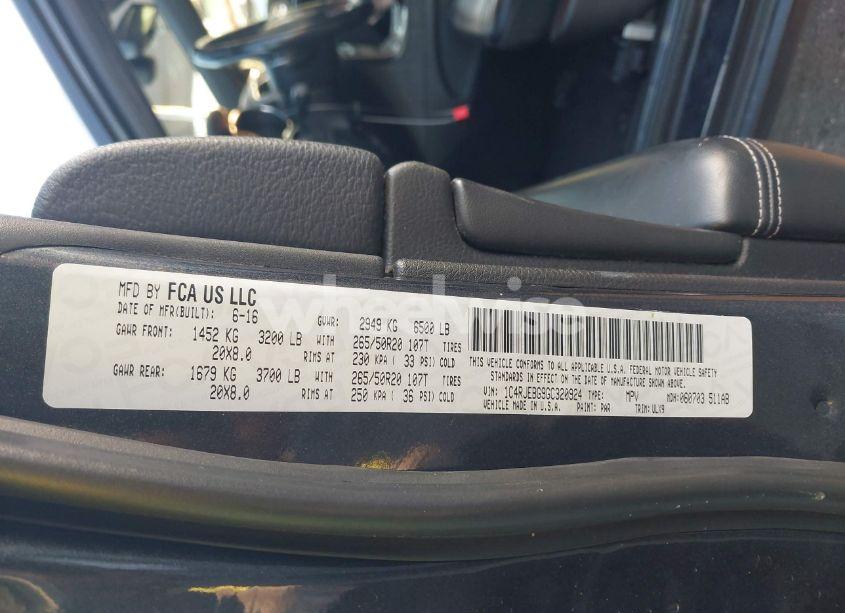 Photo 9 of 2016 Jeep Grand CHEROKEE LIMITED (VIN 1C4RJEBG9GC320924)