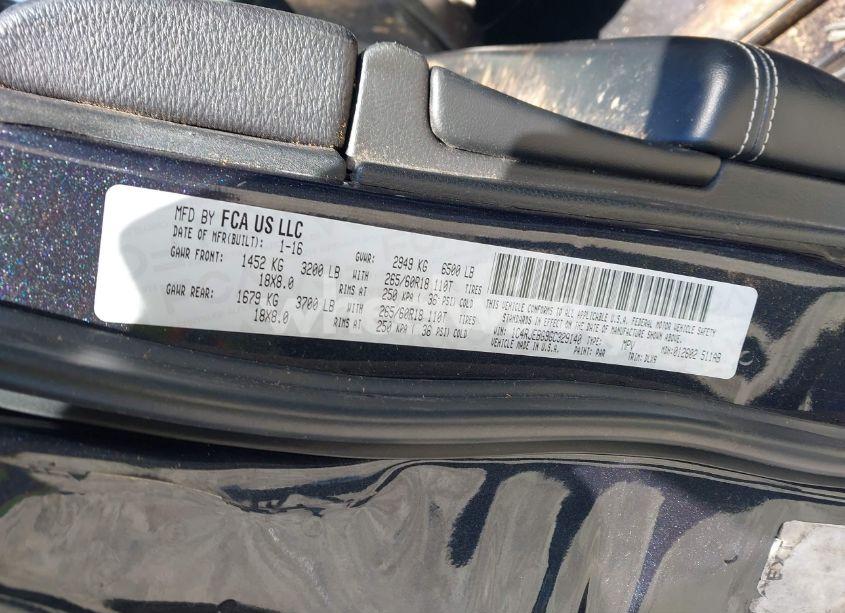 Photo 9 of 2016 Jeep Grand CHEROKEE LIMITED (VIN 1C4RJEBG9GC329140)